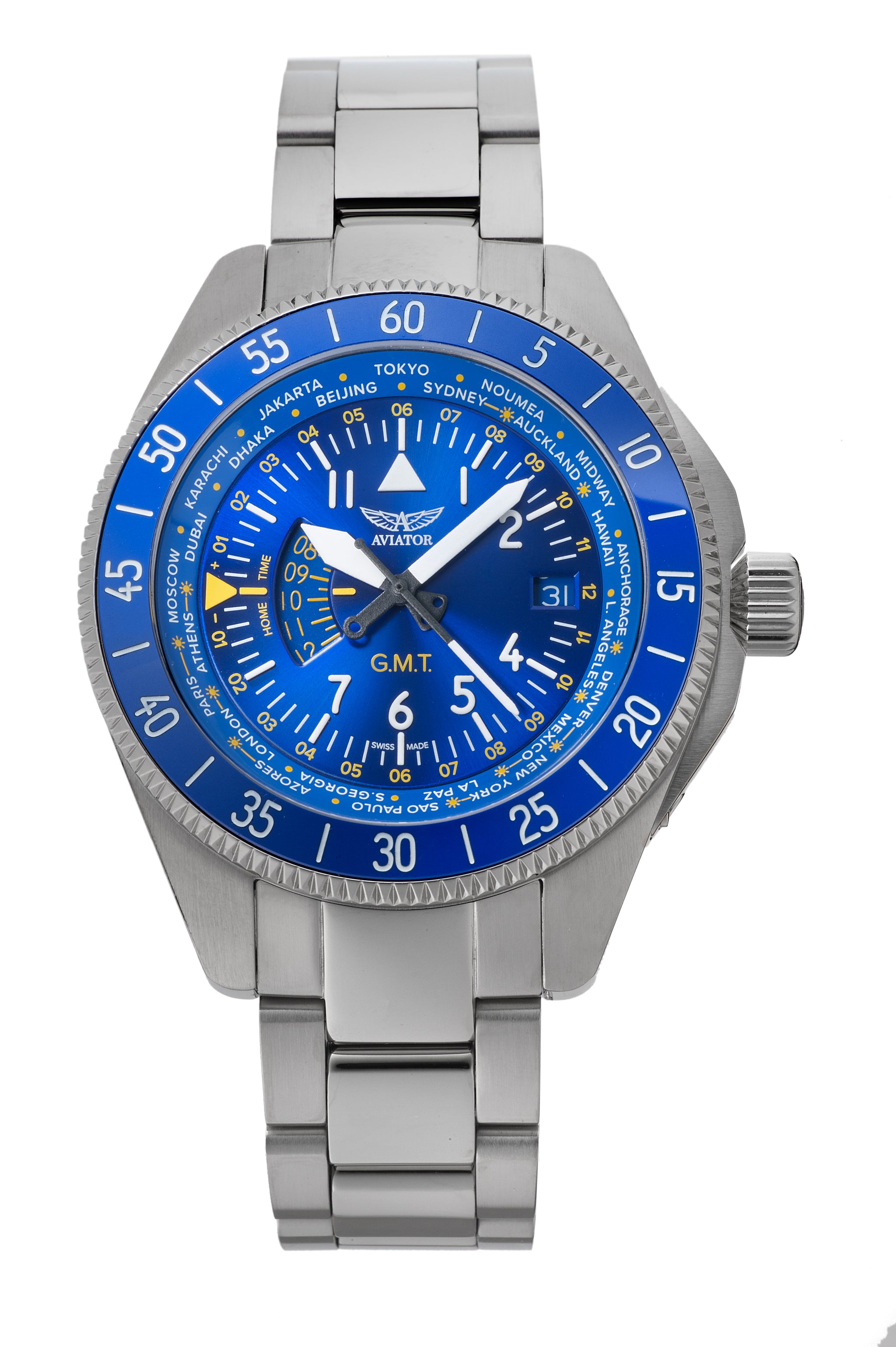 インビクタ『Aviator 40268』★デュアルタイム機能★ガンメタカラー インビクタ『Aviator 40268』☆デュアルタイム機能☆ガンメタ