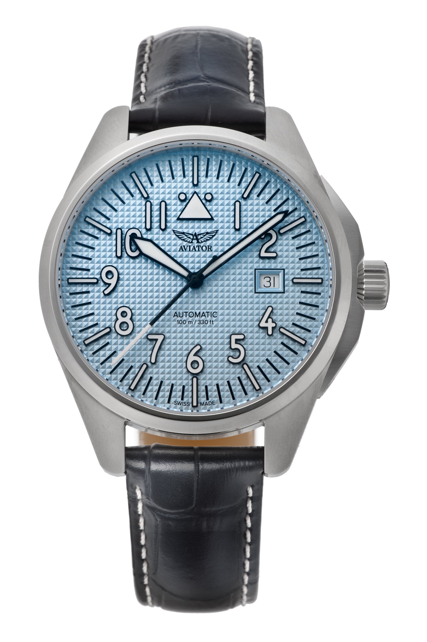 ネコポス可 保管品 AVIATOR fシリーズ クロノグラフ デイト ブルー文字盤 オリジナルベルト ウオッチナビ編集部が選ぶドライブで着けたいクオーツ式クロノ